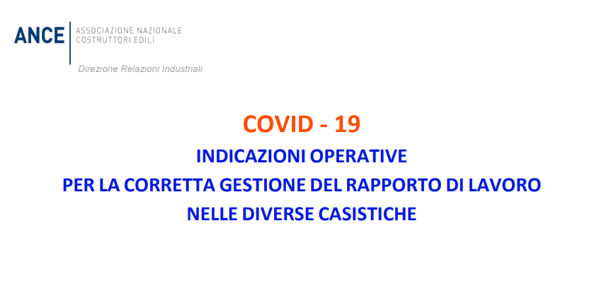 Emergenza Covid-19: dall'Ance le indicazioni operative per le imprese edili