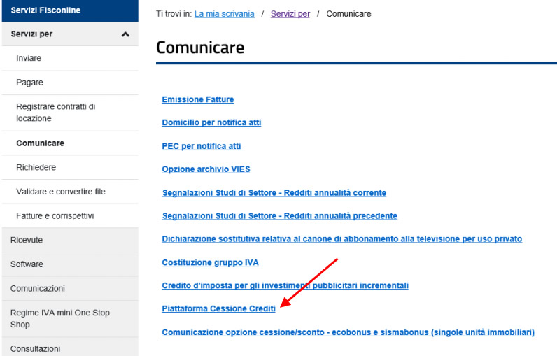 Piattaforma cessione credito Agenzia delle Entrate