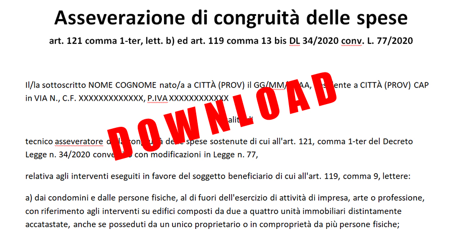 Bonus facciate e altri bonus edilizi: ecco il modello di asseverazione di congruità