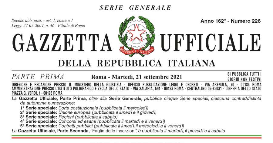 Gazzetta ufficiale: decreto-legge con estensione applicazione certificazione verde