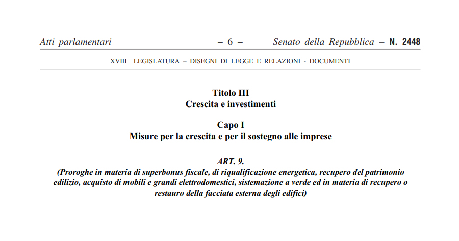 Superbonus 110%: la Legge di bilancio 2022 al Senato