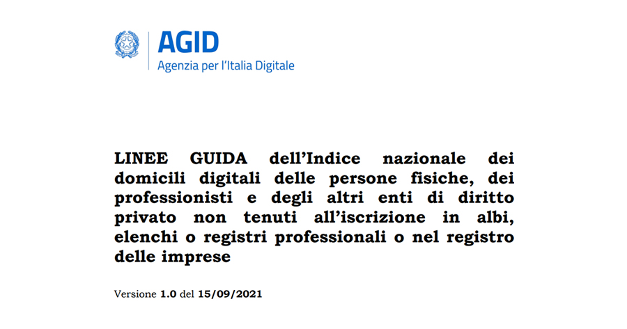 Indice Nazionale dei Domicili Digitali: pubblicate le linee guida AGID