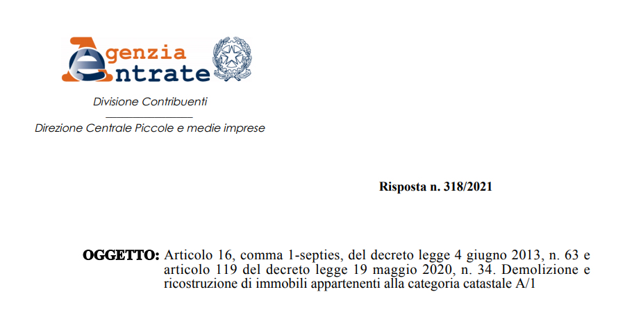 SuperSismabonus acquisti: da A/1 ad A/2 è possibile? Risponde l'Agenzia delle Entrate