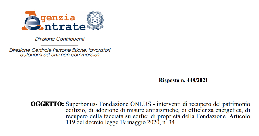 Superbonus 110%: nuovo intervento del Fisco