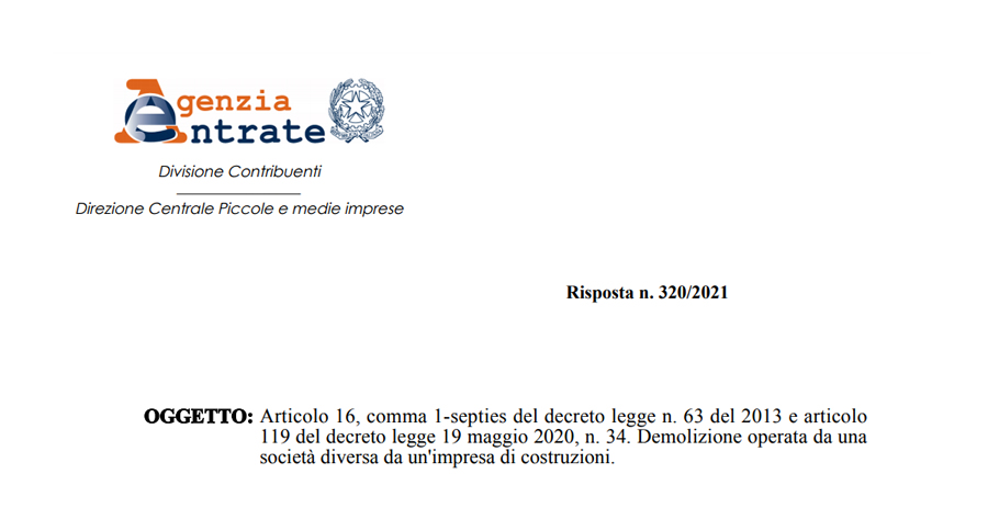 SuperSismabonus acquisti: solo per le imprese di costruzione? La parola all'Agenzia delle Entrate