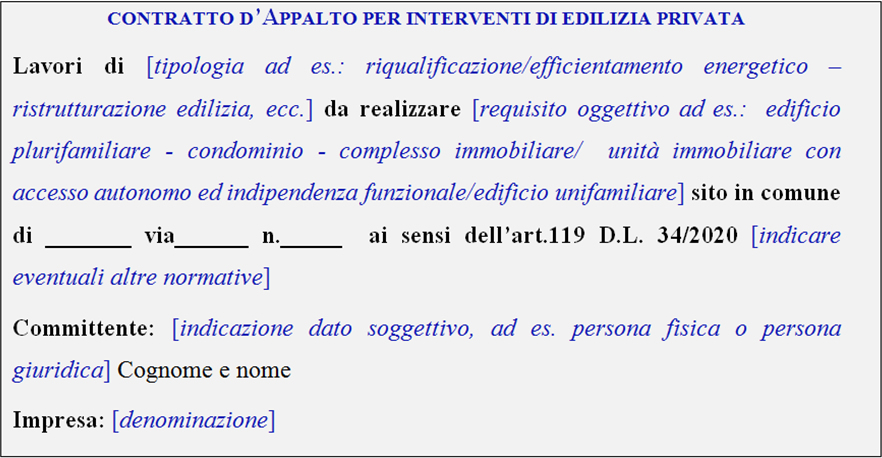 Contratto appalto superbonus