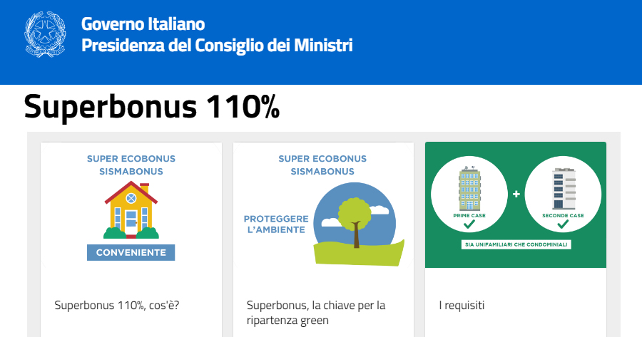 Superbonus 110%, online il sito del Governo