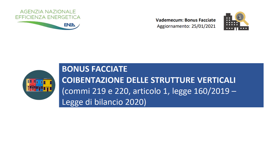 Bonus facciate 2021, nuovo vademecum Enea