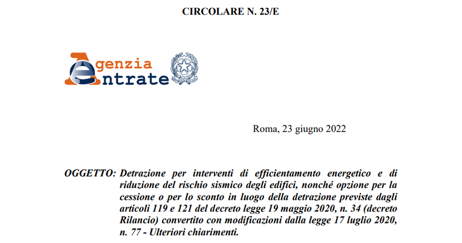 Superbonus 110%: la nuova super circolare dell'Agenzia delle Entrate