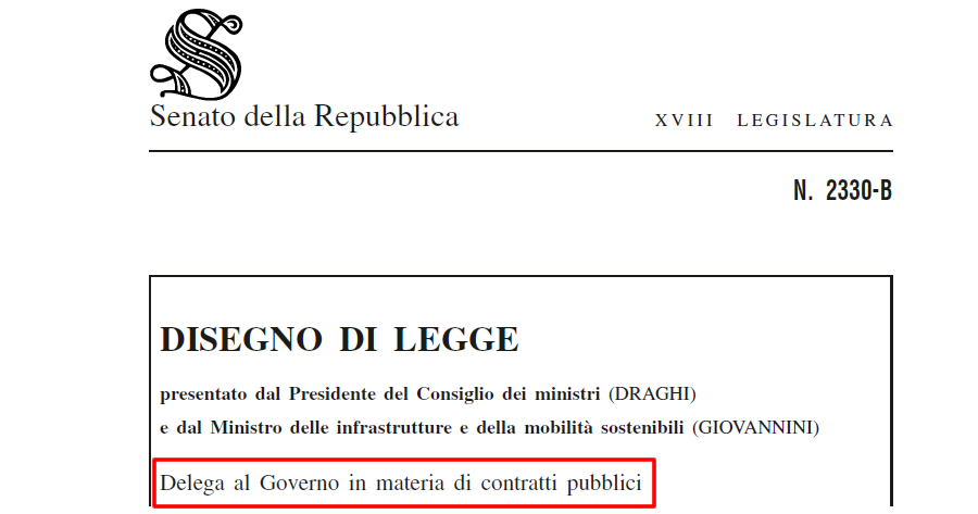 Riforma Codice dei contratti: al Senato il testo della delega