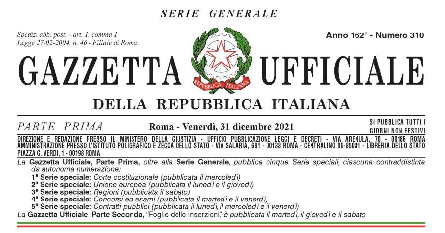 Gazzetta ufficiale: Pubblicata la legge di conversione del decreto-legge n. 152/2021