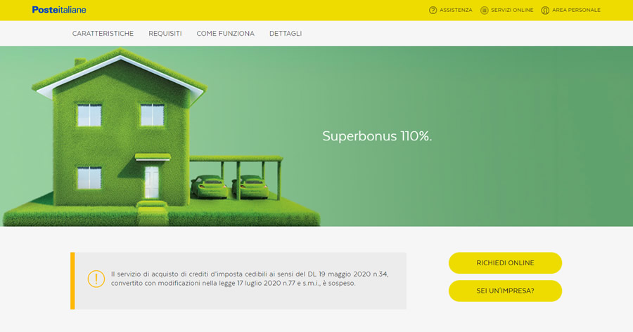 Superbonus 110%: Poste riapre la piattaforma ma sospende ufficialmente la cessione