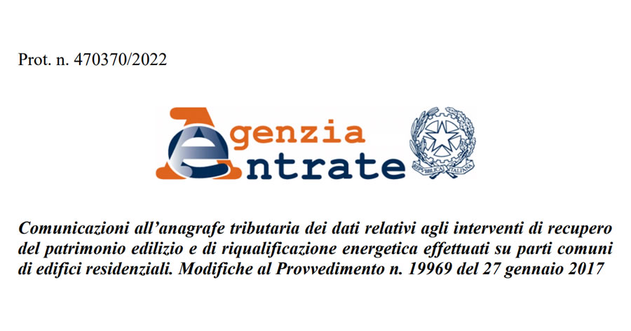 Comunicazione interventi edilizi su parti comuni: nuovo provvedimento del Fisco