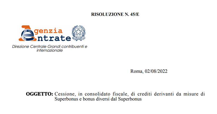 Superbonus 110% e bonus edilizi: il Fisco sulla cessione dei crediti in consolidato fiscale