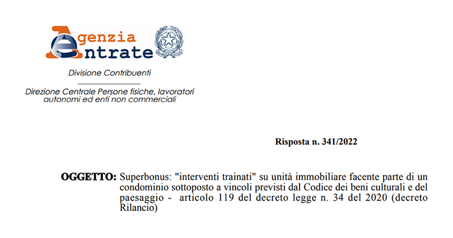 Superbonus 110%: il Fisco sui condomini con vincoli