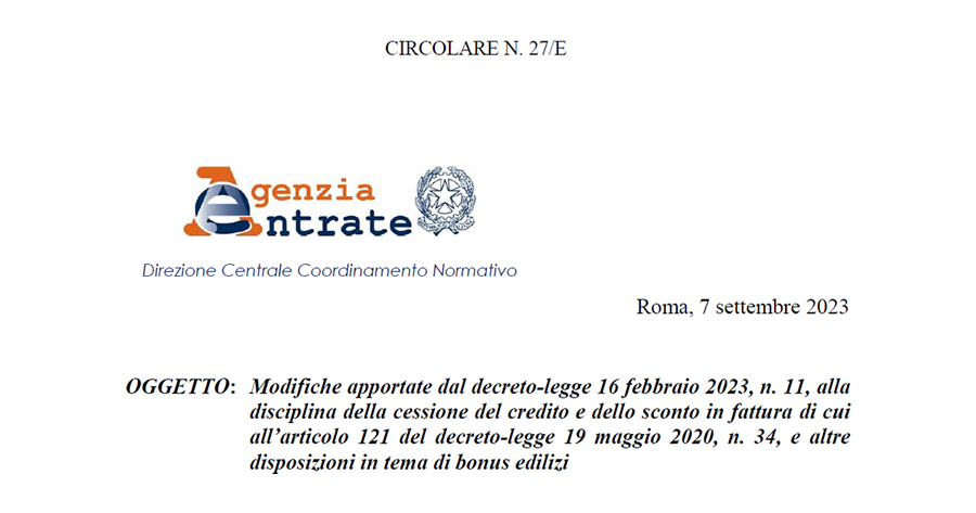 Superbonus e Decreto Cessioni: ecco la nuova circolare del Fisco