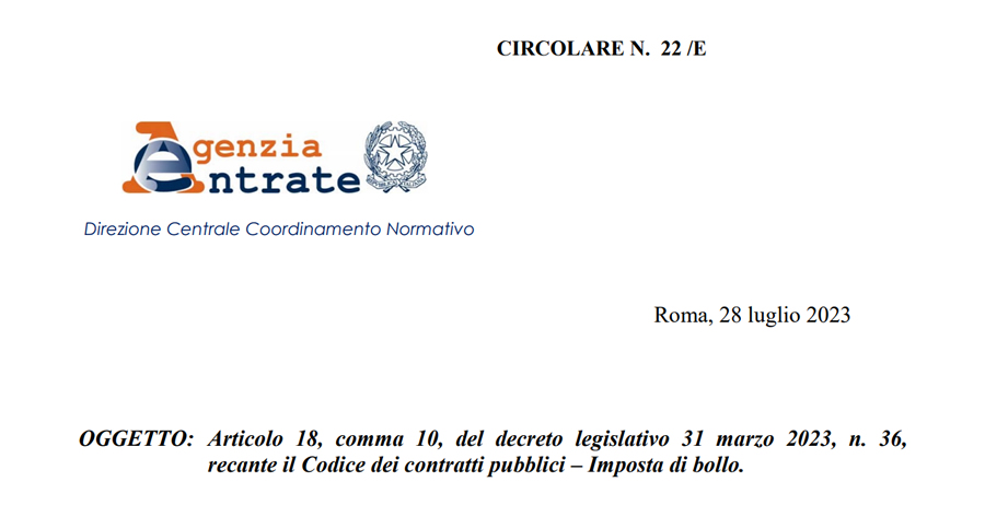 Codice Appalti 2023 e imposta di bollo: le indicazioni del Fisco