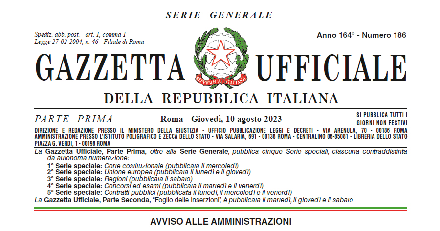 Gazzetta Ufficiale: pubblicato il Decreto Legge n. 105/2023