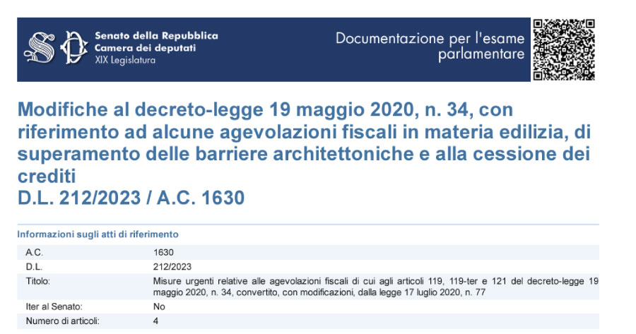 Decreto Superbonus: ecco i dossier per l’esame parlamentare