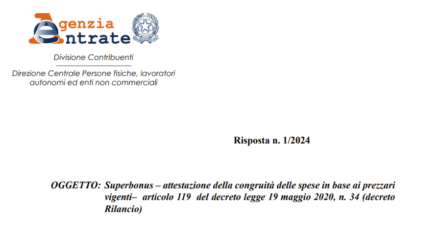 Superbonus e congruità dei prezzi: il Fisco sull’utilizzo dei prezzari