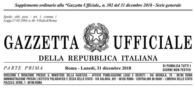 Legge di Bilancio 2019: Pubblicata sulla Gazzetta ufficiale di oggi