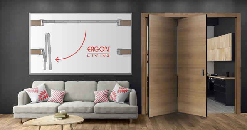 ERGON® Living su porte a doppia anta: il rototraslante dimezza l’ingombro della porta