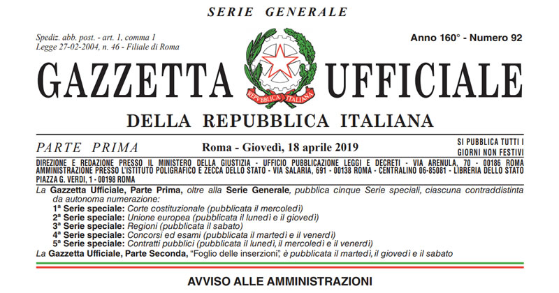 Sblocca Cantieri: in Gazzetta il Decreto Legge 18 aprile 2019, n. 32